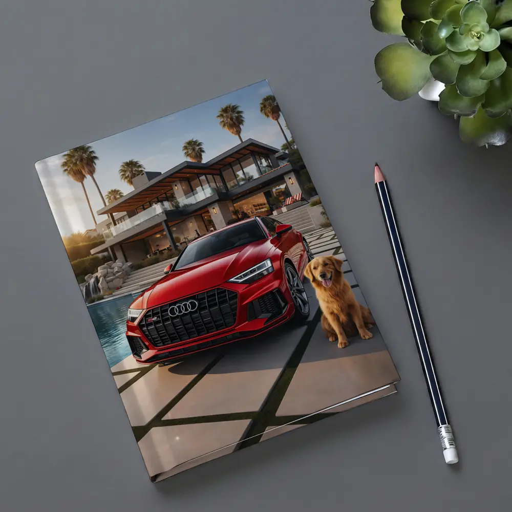 Red Audi SQ8 Golden Retriever Luxury Mansion – Notebooks