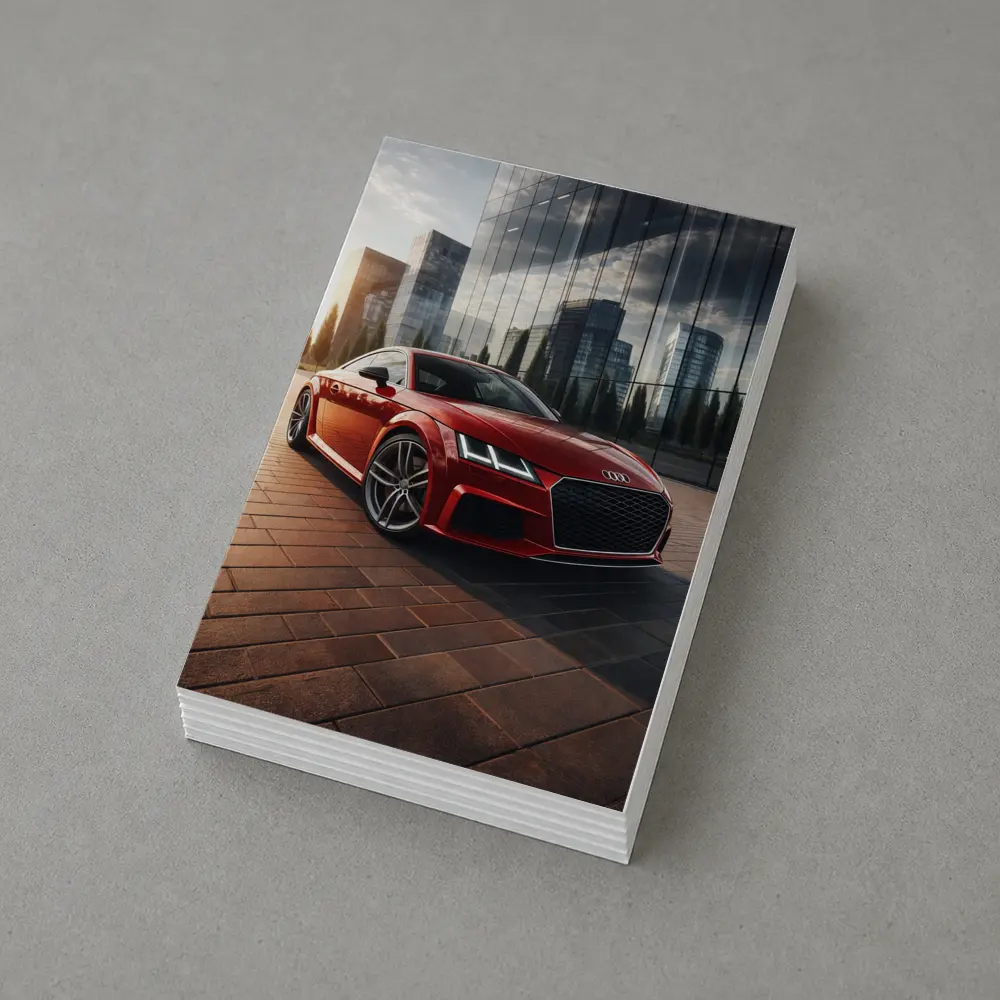 Audi TT Red Coupe City Glass Buildings – Postcards