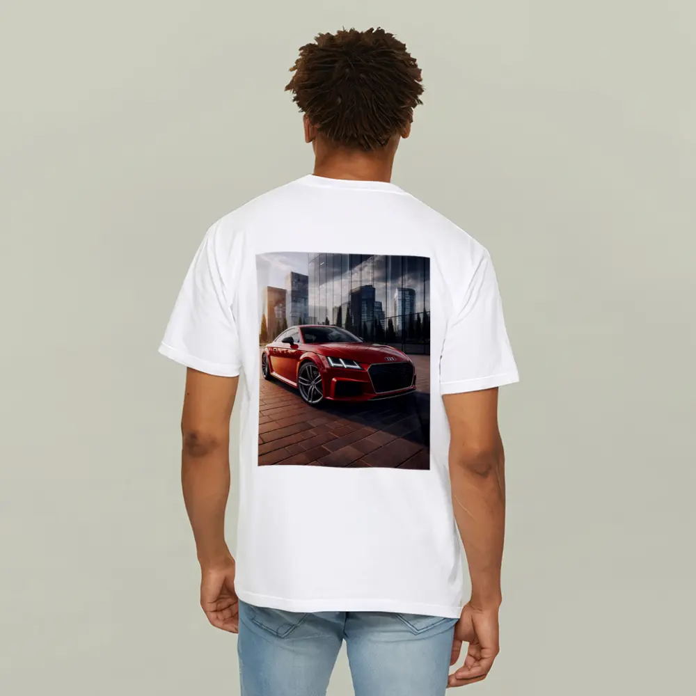 Audi TT Red Coupe City Glass Buildings – T-Shirts