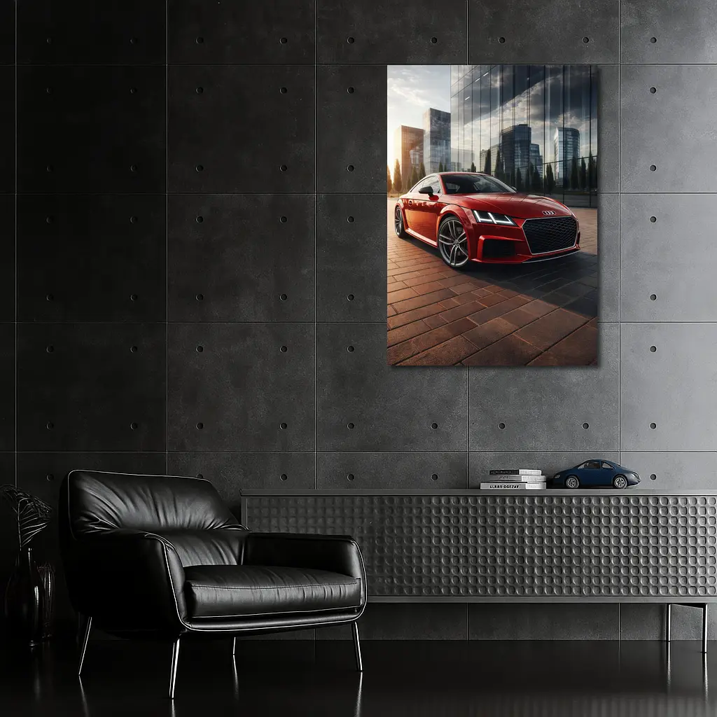 Audi TT Red Coupe City Glass Buildings – Wall Art