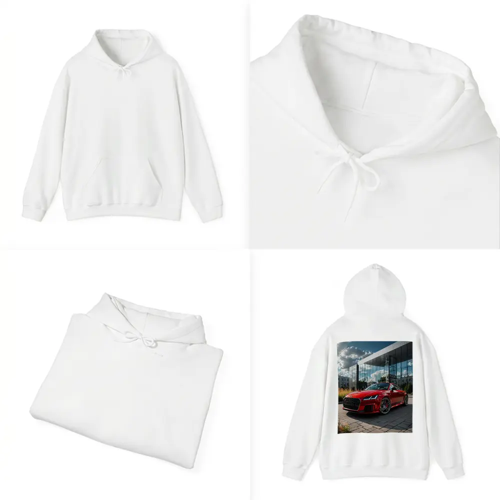 Audi TT Red Coupe Modern Building Background – Hoodies