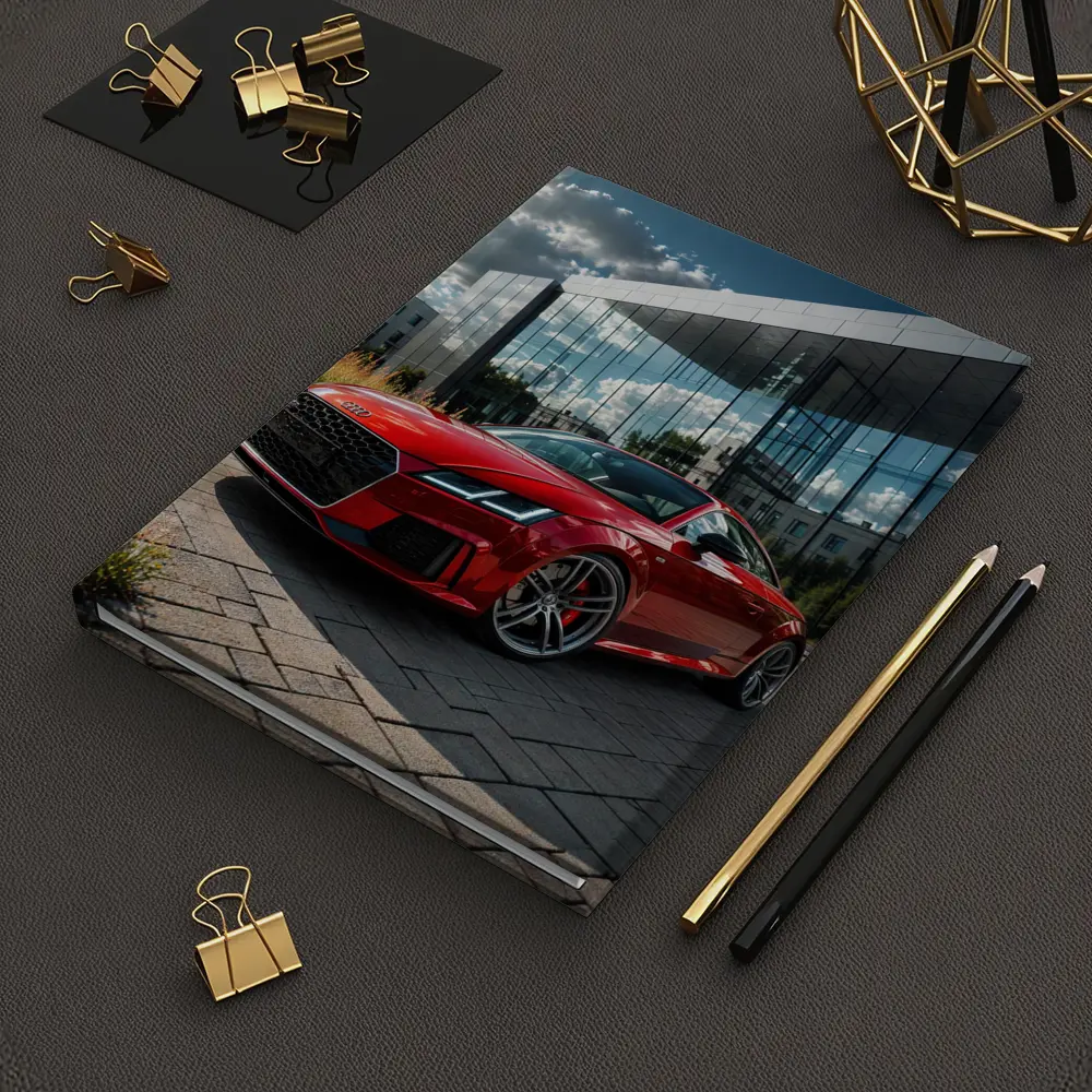 Audi TT Red Coupe Modern Building Background – Notebooks