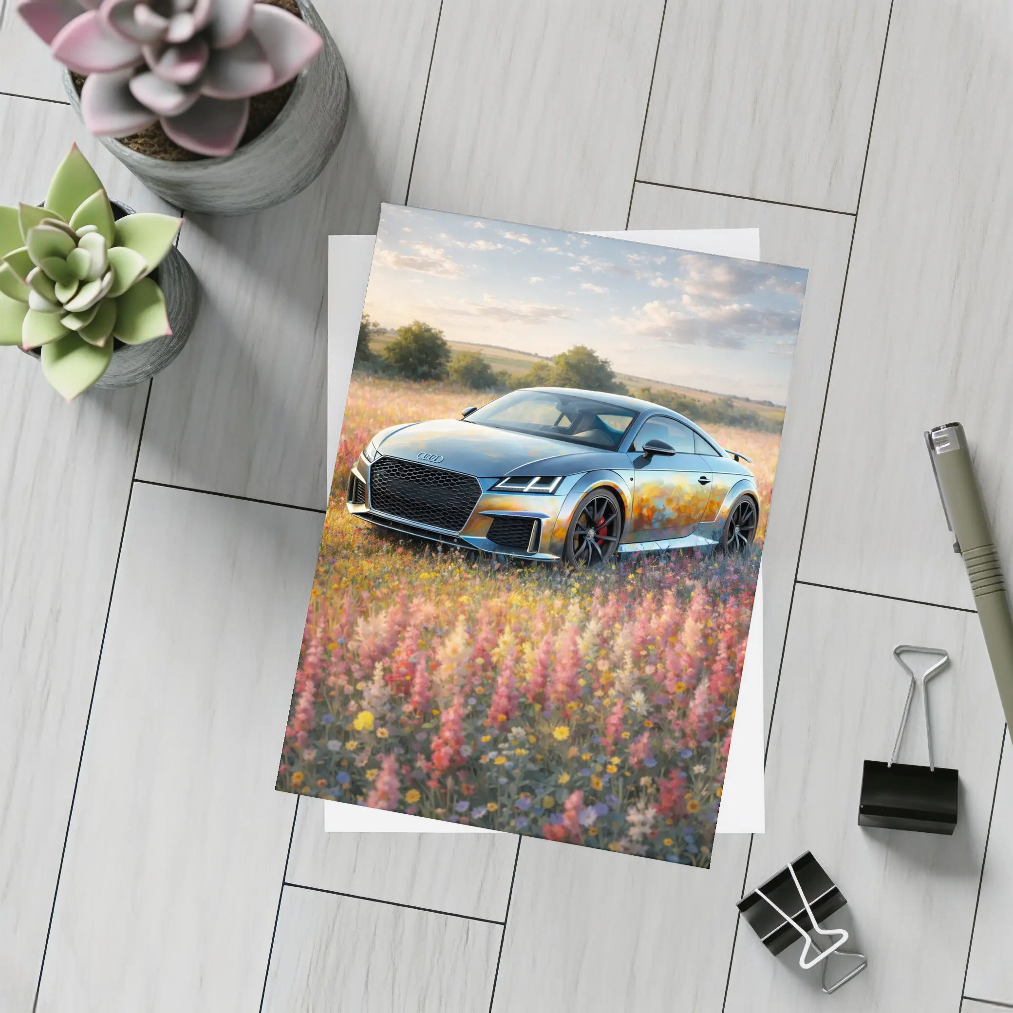Audi TT Coupe In Wildflower Field – Postcards