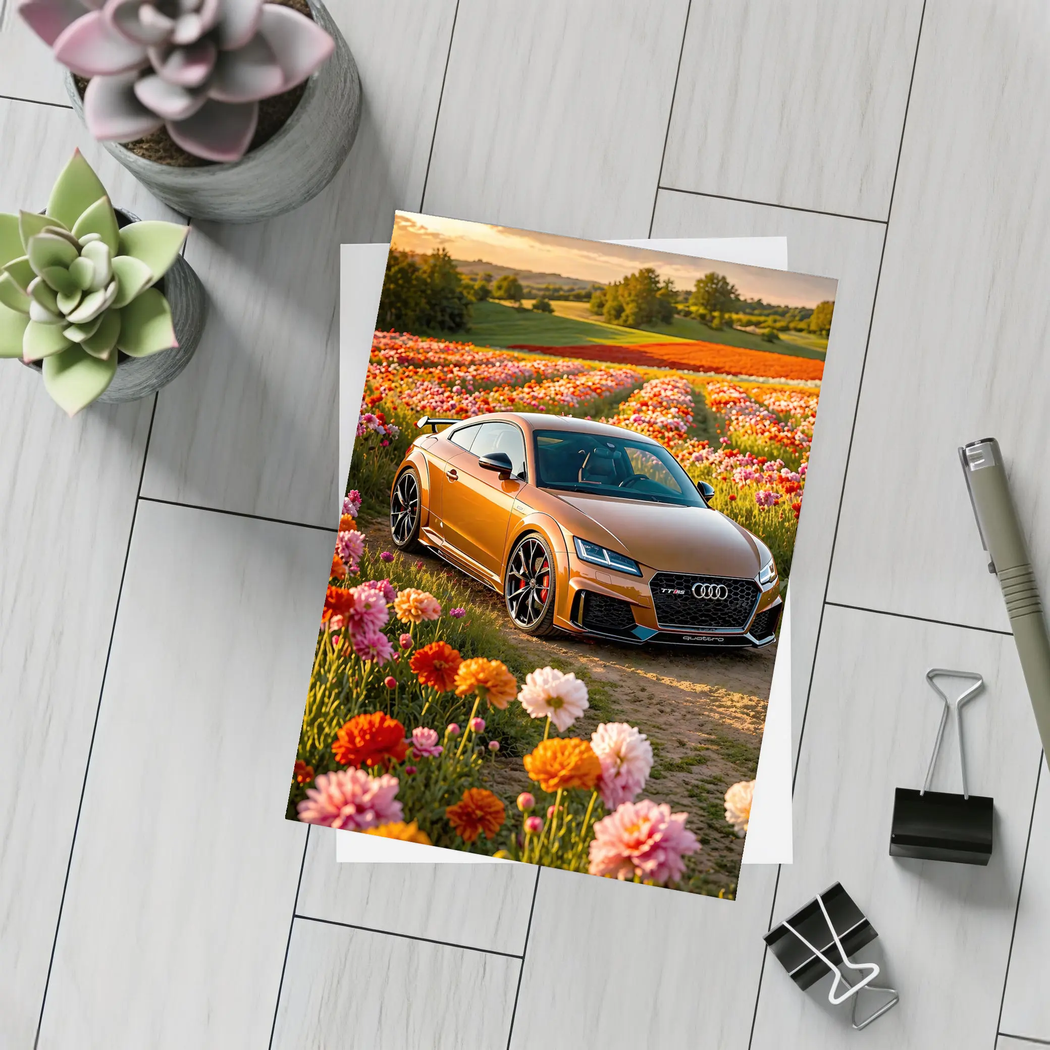 Audi TT RS Bronze in Flower Field – Postcards