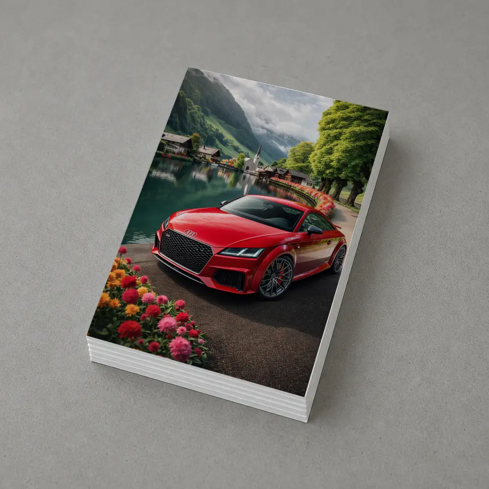 Audi TT RS Red Alpine Village Lake – Postcards