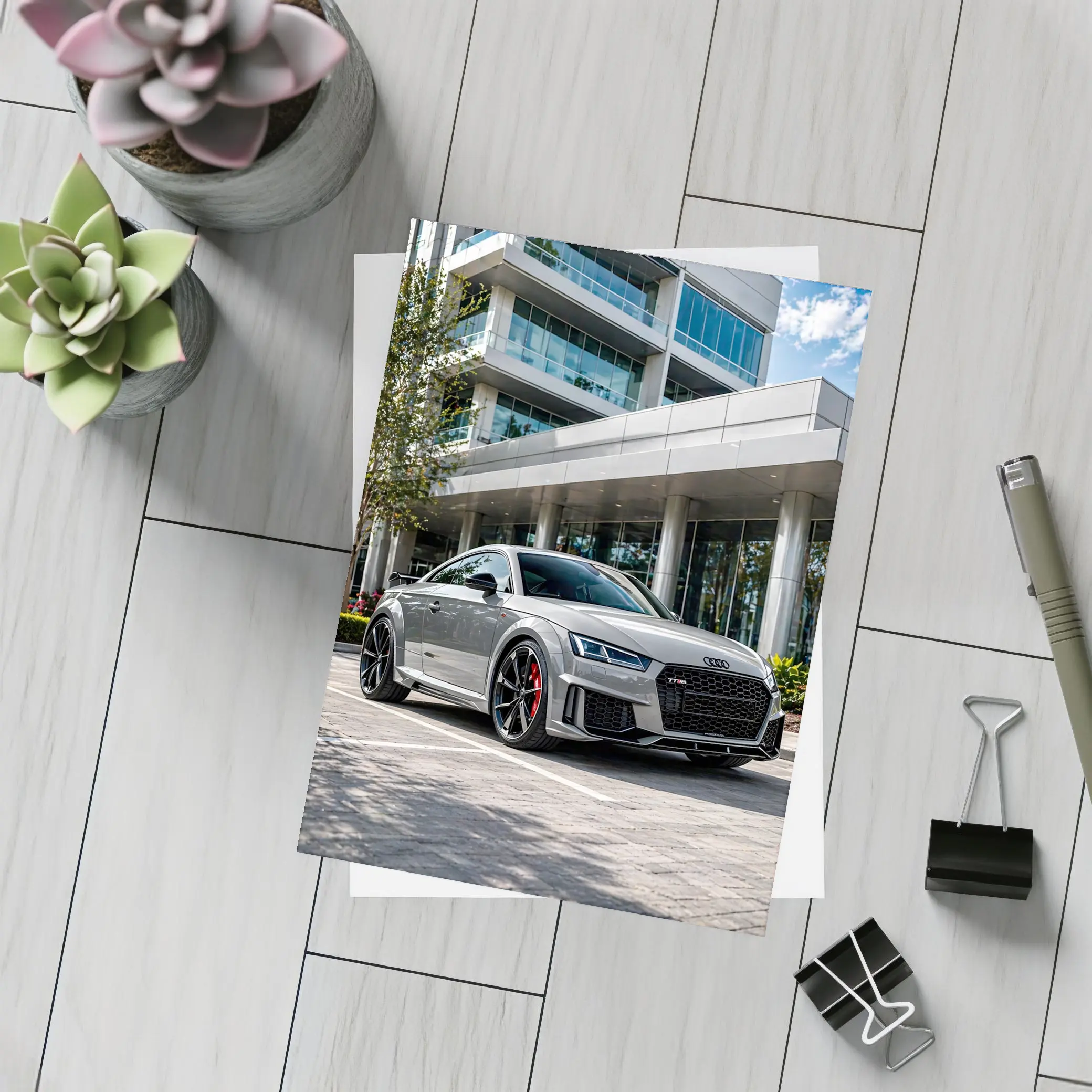 Audi TT RS Grey Urban Building Setting – Postcards