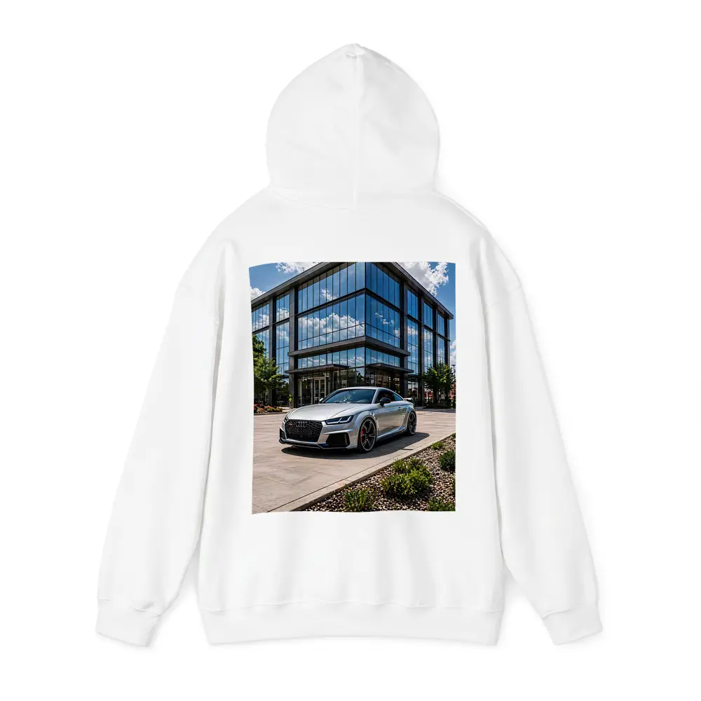 Audi TT RS Silver Outside Glass Building – Hoodies