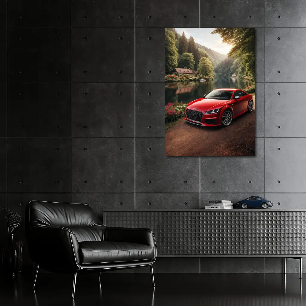 Audi TT RS Red Coupe Forest River – Wall Art