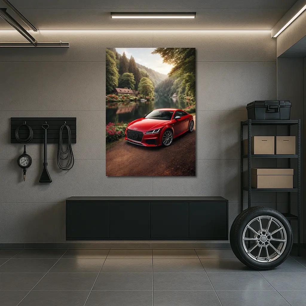 Audi TT RS Red Coupe Forest River – Wall Art
