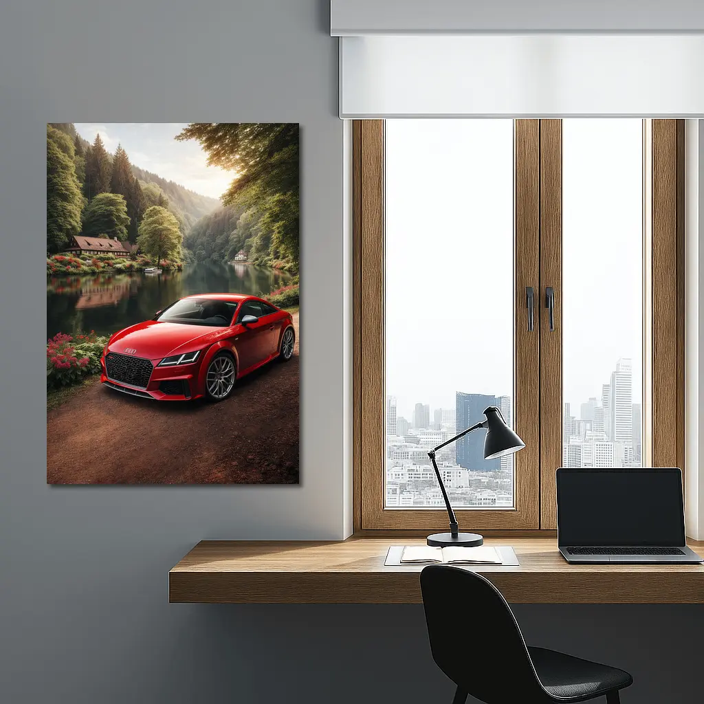 Audi TT RS Red Coupe Forest River – Wall Art