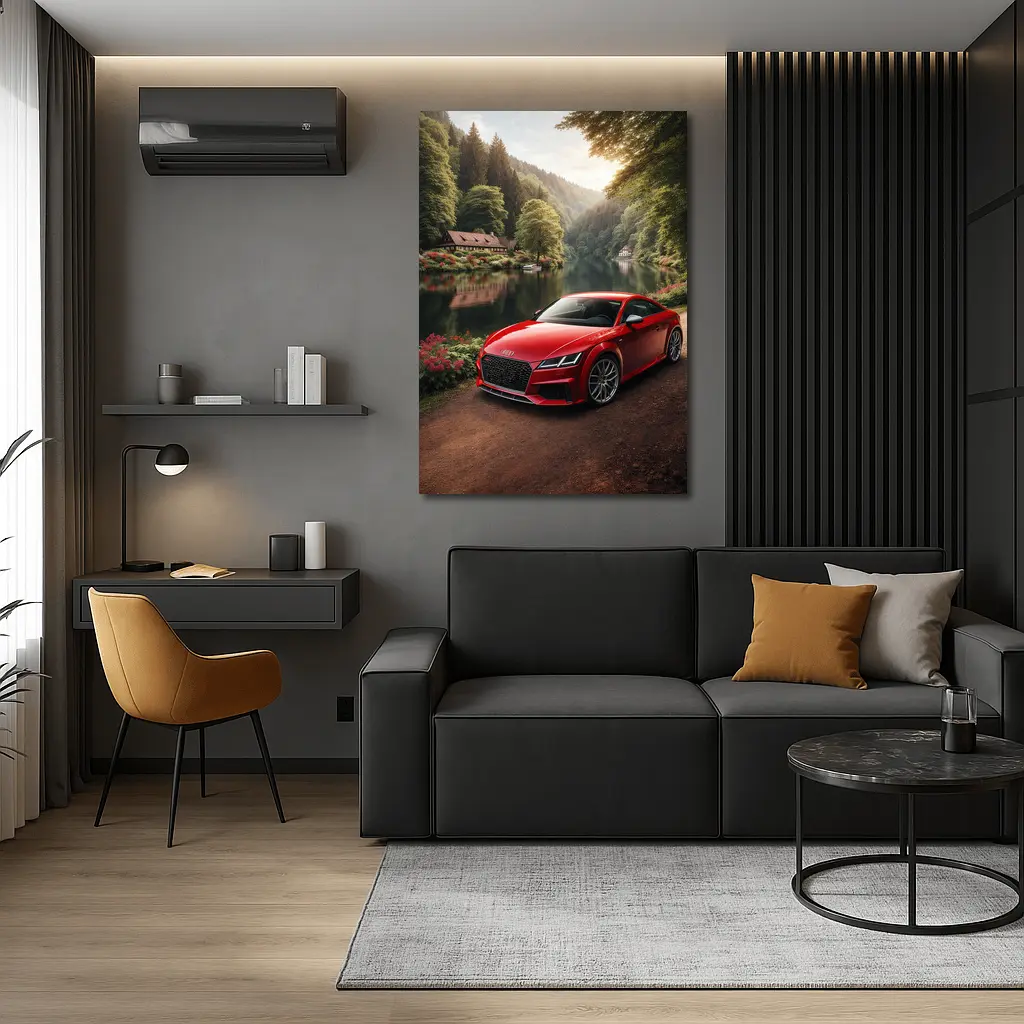 Audi TT RS Red Coupe Forest River – Wall Art