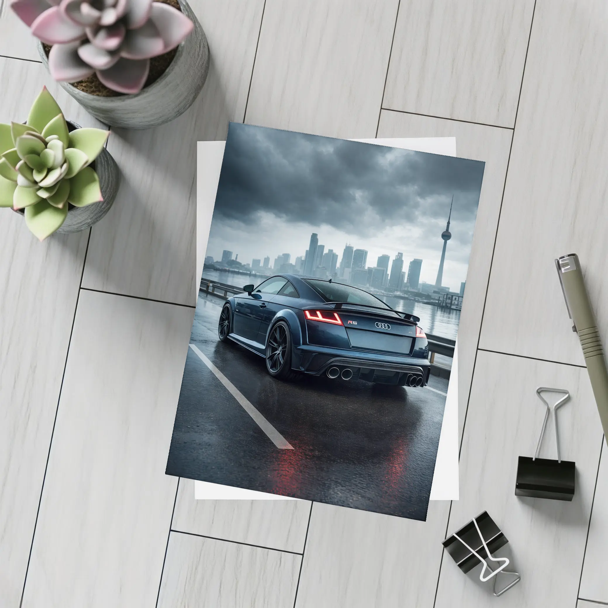 Audi TT RS Dark Rainy City Street – Postcards