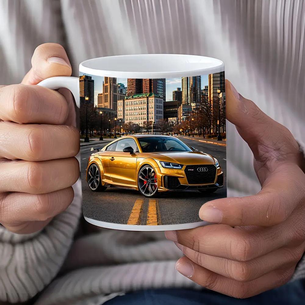 Audi TT RS Gold City Street Scene – Mugs