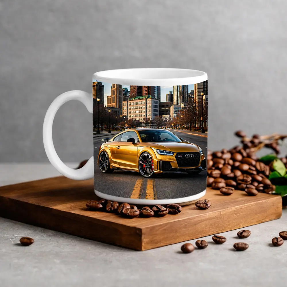 Audi TT RS Gold City Street Scene – Mugs