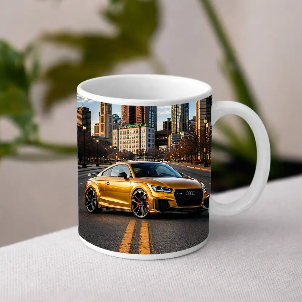 Audi TT RS Gold City Street Scene – Mugs