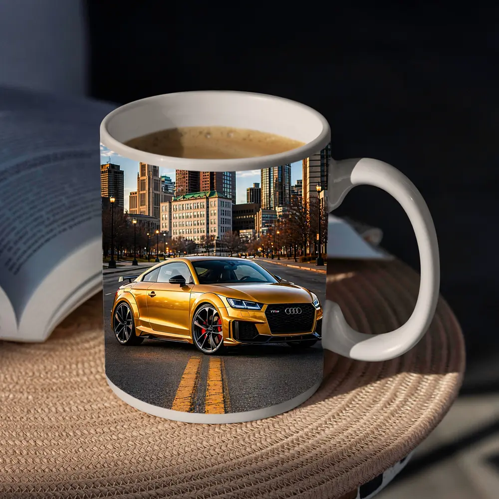 Audi TT RS Gold City Street Scene – Mugs