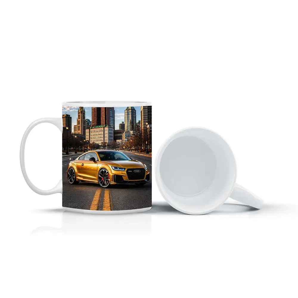 Audi TT RS Gold City Street Scene – Mugs