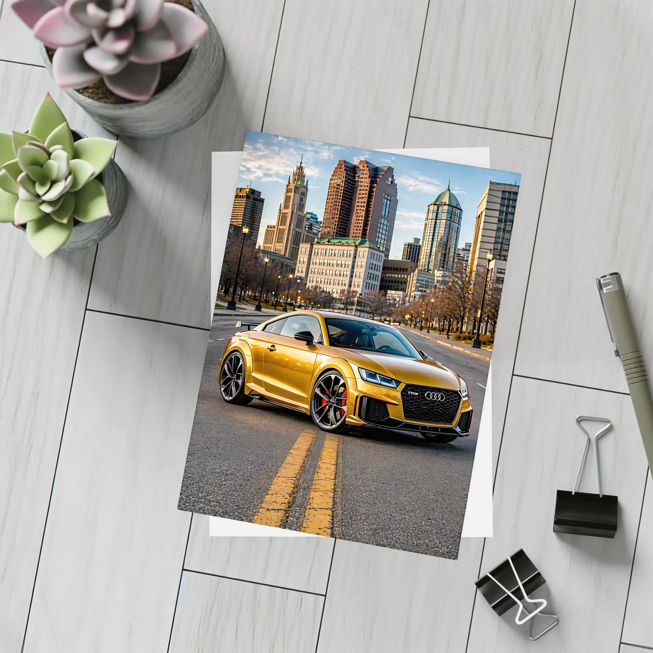Audi TT RS Gold City Street Scene – Postcards