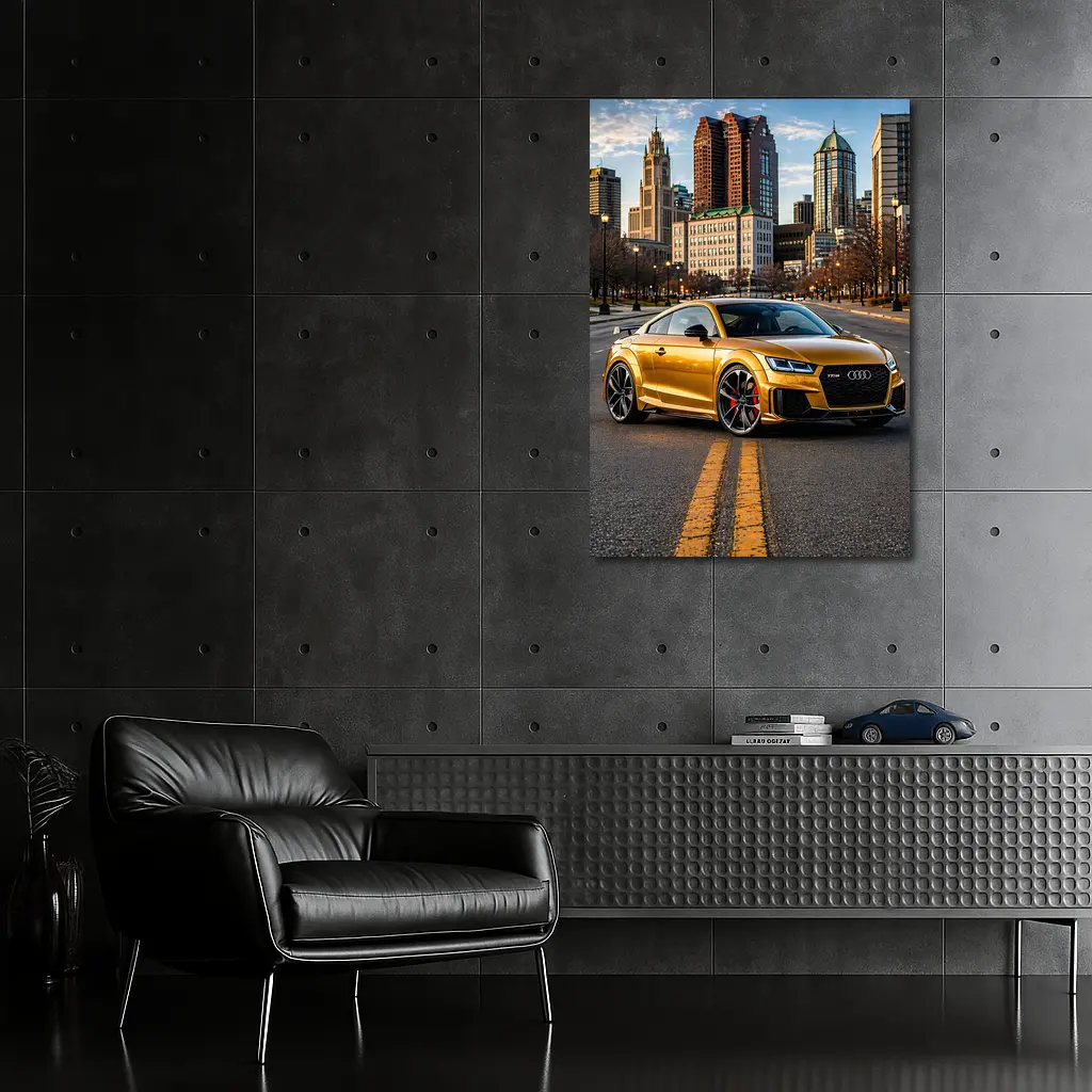 Audi TT RS Gold City Street Scene – Wall Art