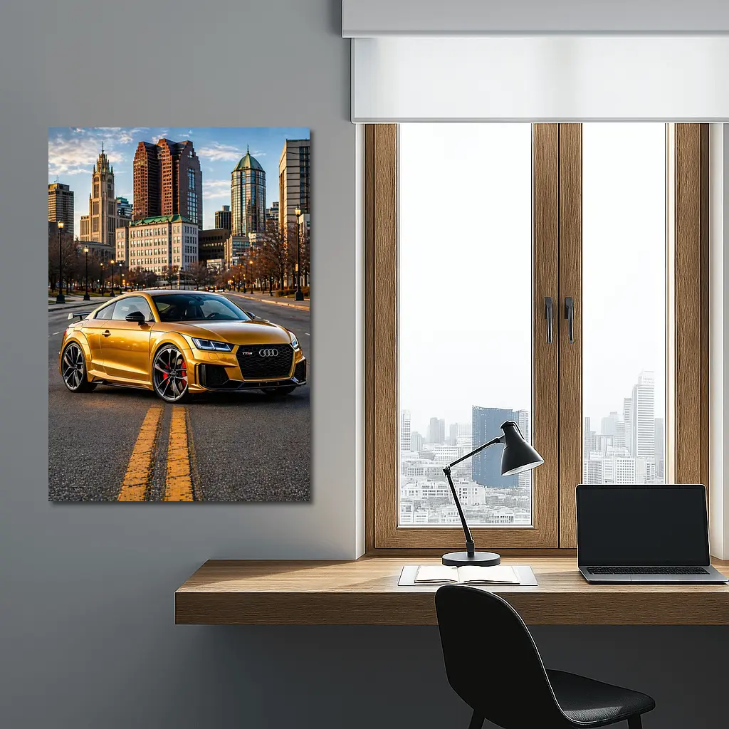 Audi TT RS Gold City Street Scene – Wall Art