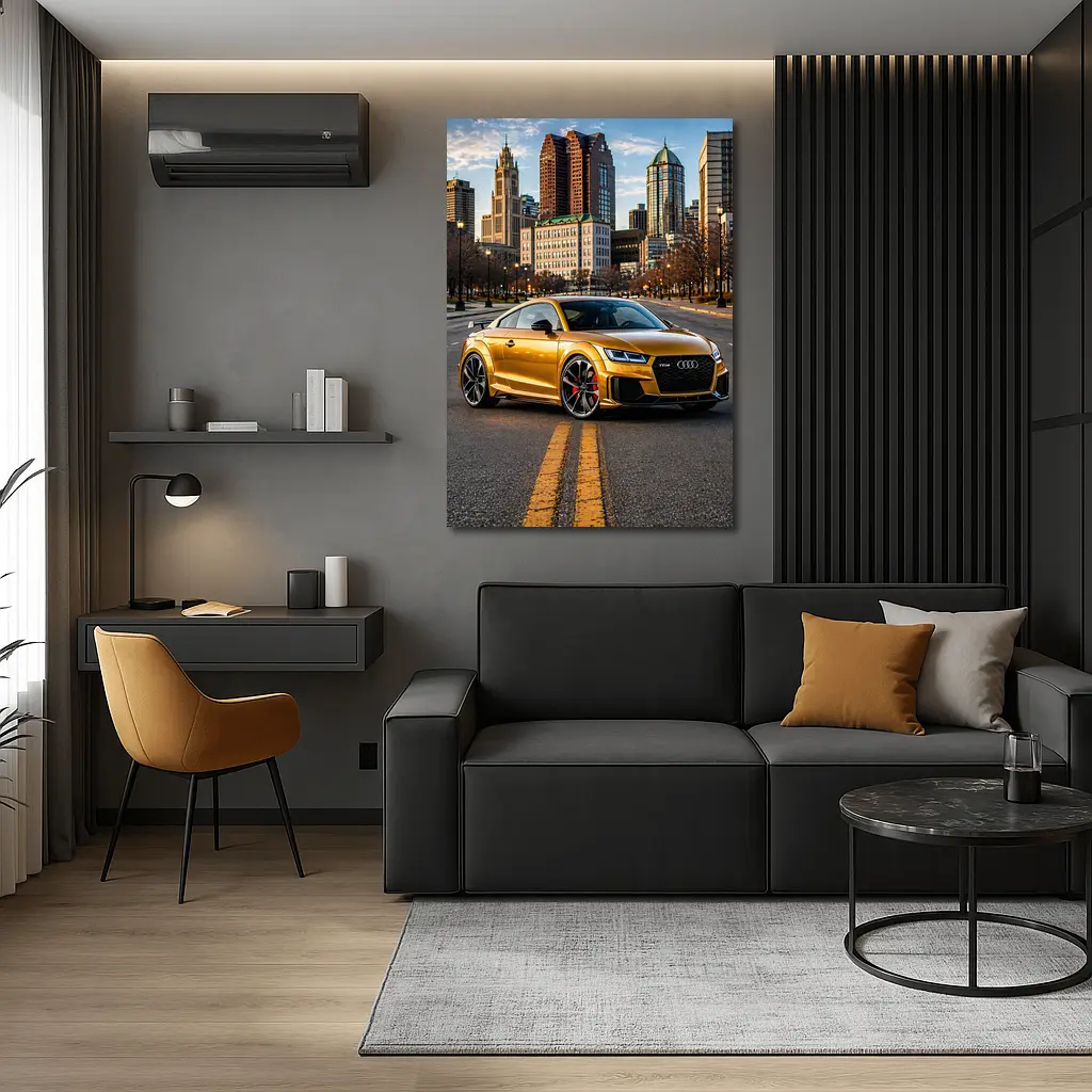 Audi TT RS Gold City Street Scene – Wall Art