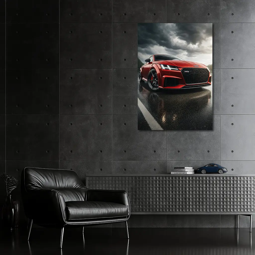 Audi TT RS Red Car Stormy Skies – Wall Art