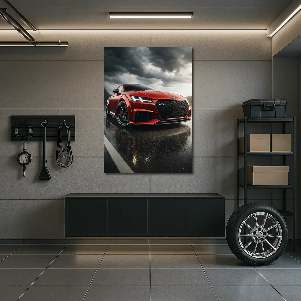 Audi TT RS Red Car Stormy Skies – Wall Art