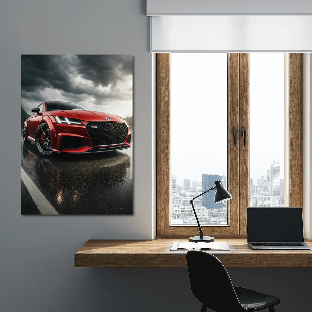 Audi TT RS Red Car Stormy Skies – Wall Art