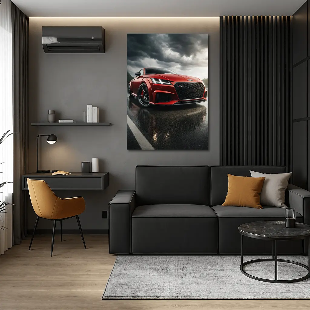 Audi TT RS Red Car Stormy Skies – Wall Art