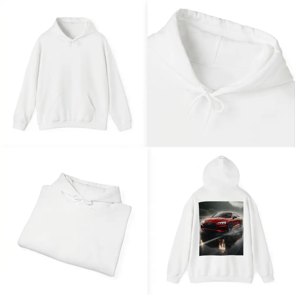 Audi RS5 Red Coupe Rainy Road Drive – Hoodies