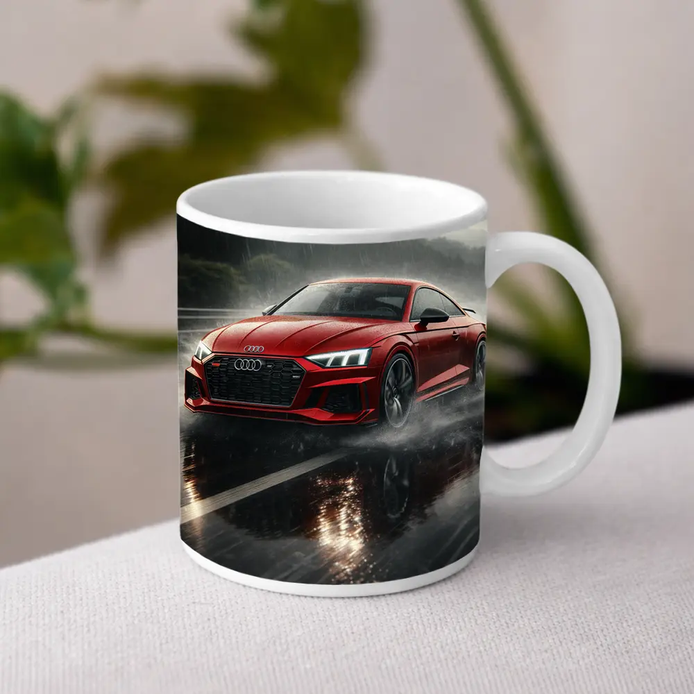 Audi RS5 Red Coupe Rainy Road Drive – Mugs