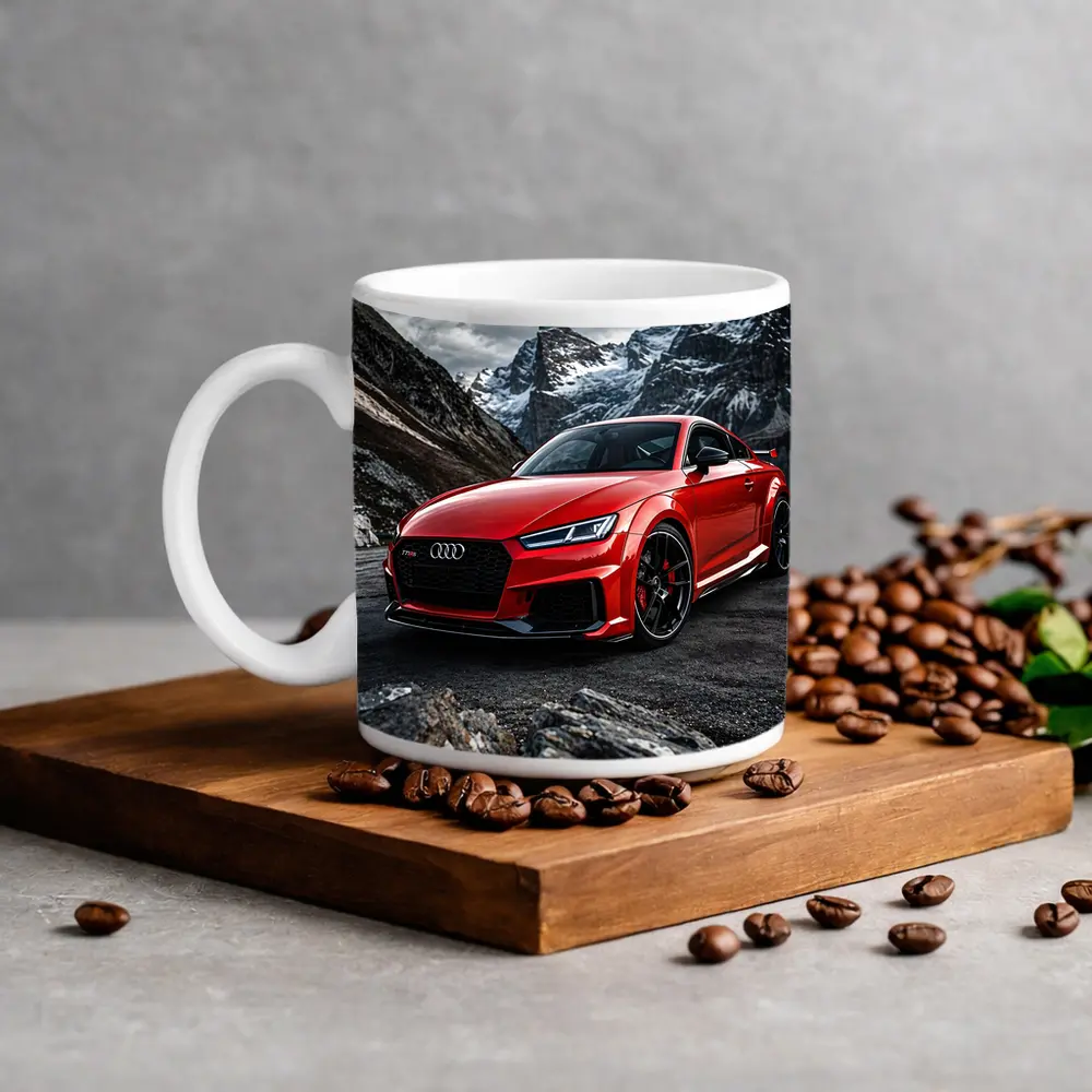 Audi TT RS Red Mountain Rocky Backdrop – Mugs