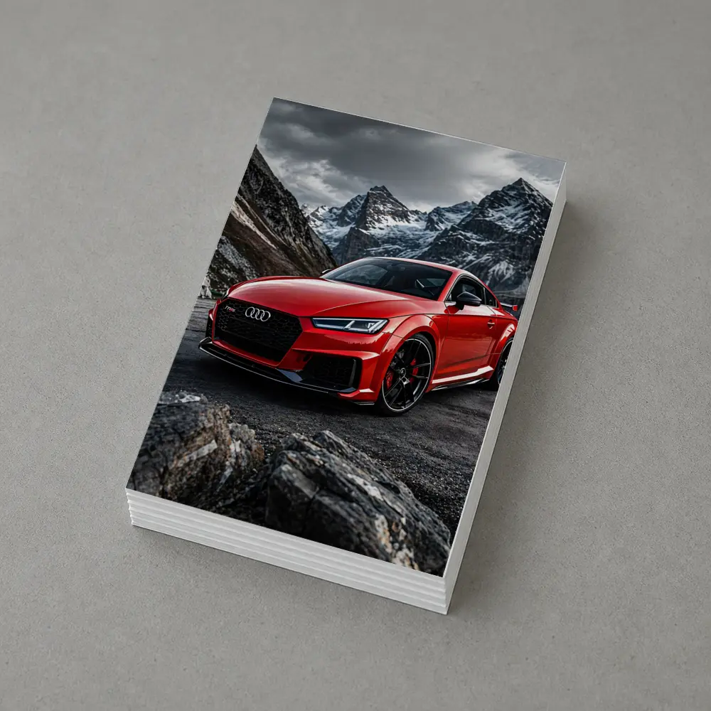 Audi TT RS Red Mountain Rocky Backdrop – Postcards