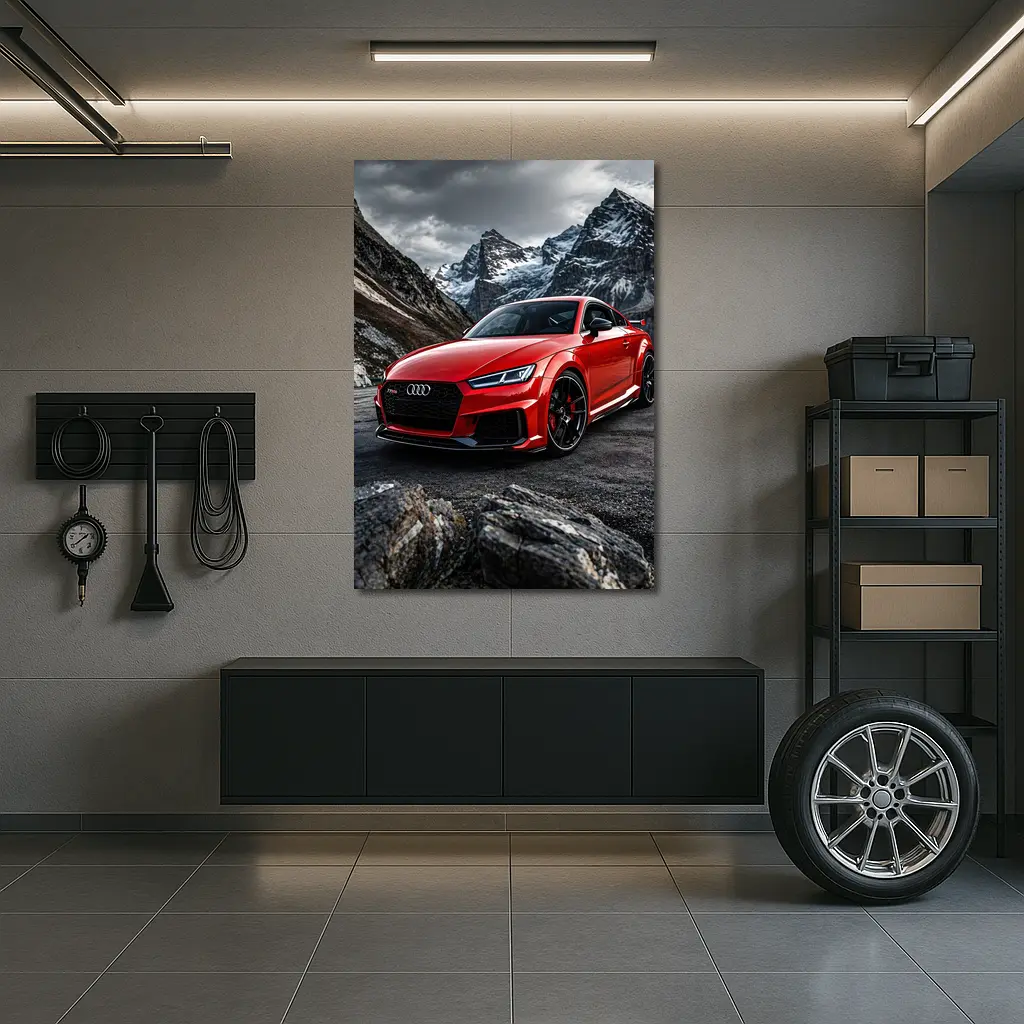 Audi TT RS Red Mountain Rocky Backdrop – Wall Art