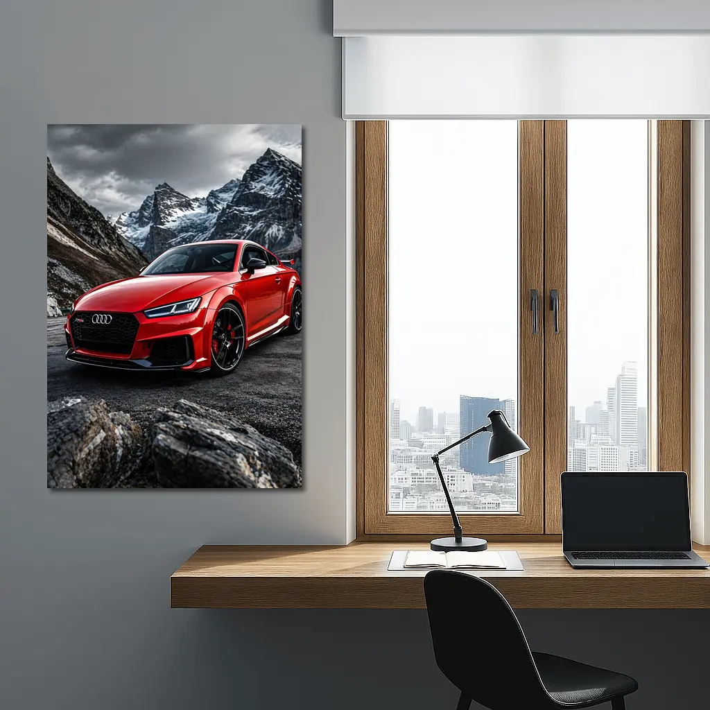 Audi TT RS Red Mountain Rocky Backdrop – Wall Art