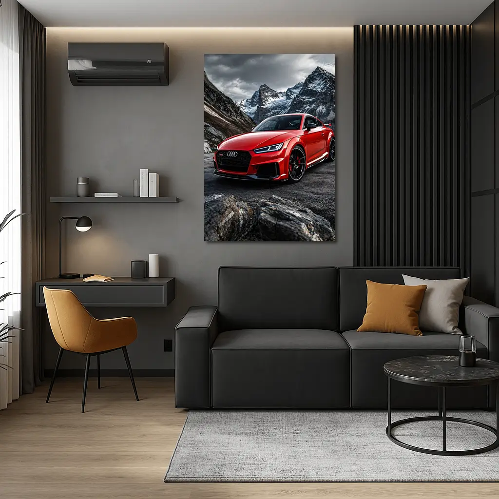 Audi TT RS Red Mountain Rocky Backdrop – Wall Art
