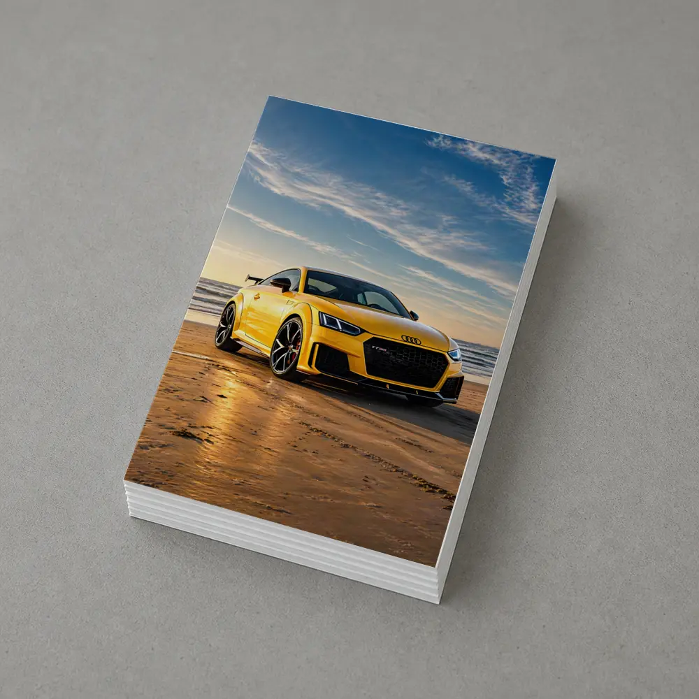 Audi TT RS Yellow On Beach Shore – Postcards