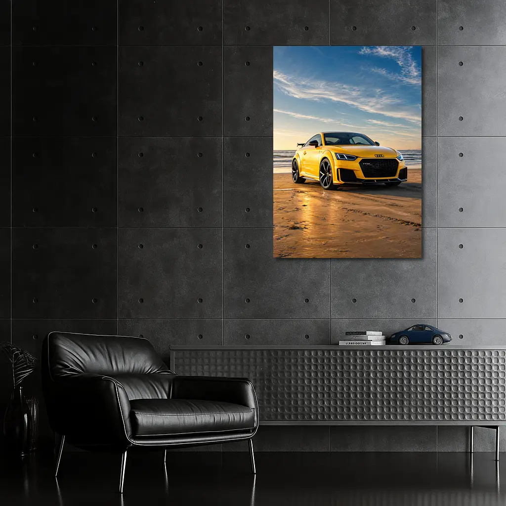 Audi TT RS Yellow On Beach Shore – Wall Art