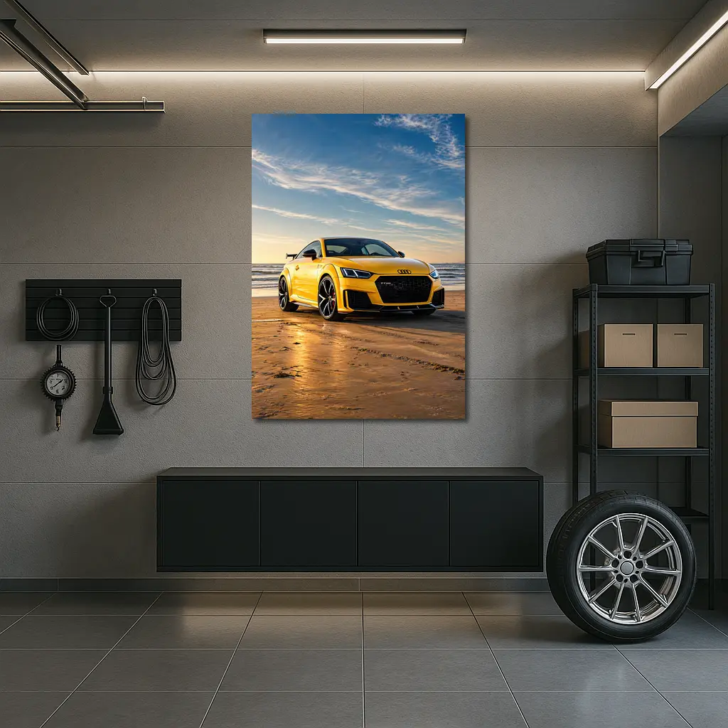 Audi TT RS Yellow On Beach Shore – Wall Art