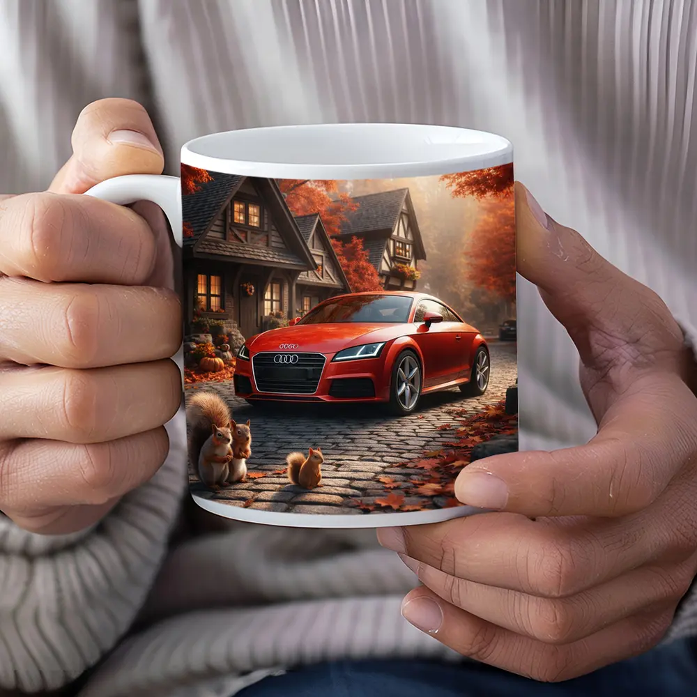 Audi TT Red Sports Car Autumn Cottage – Mugs