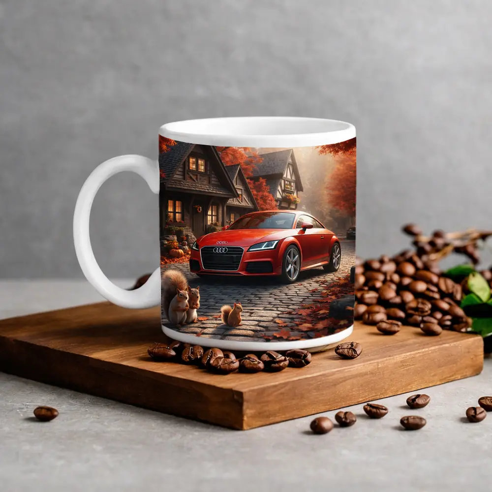 Audi TT Red Sports Car Autumn Cottage – Mugs