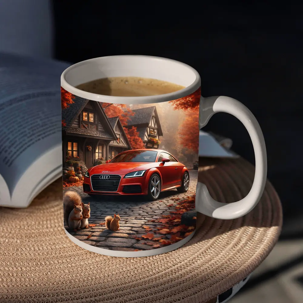 Audi TT Red Sports Car Autumn Cottage – Mugs