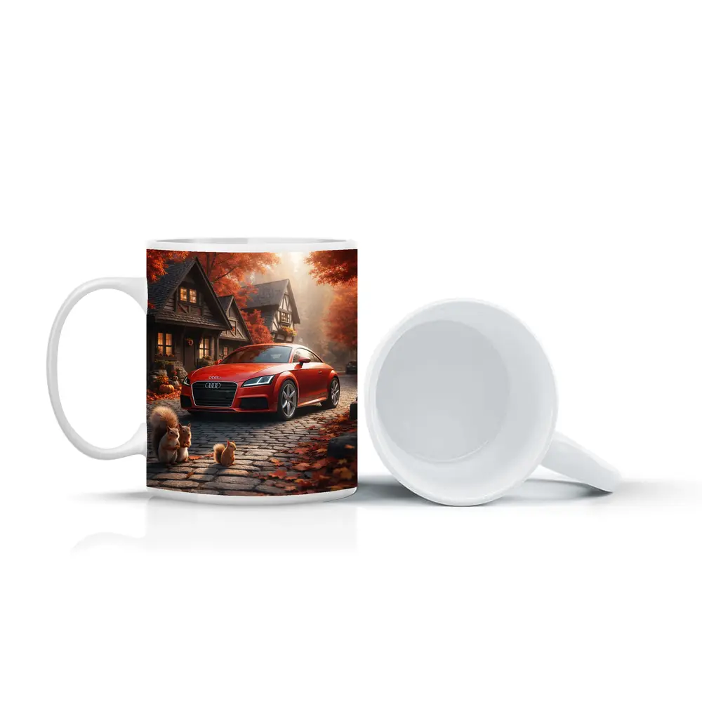 Audi TT Red Sports Car Autumn Cottage – Mugs