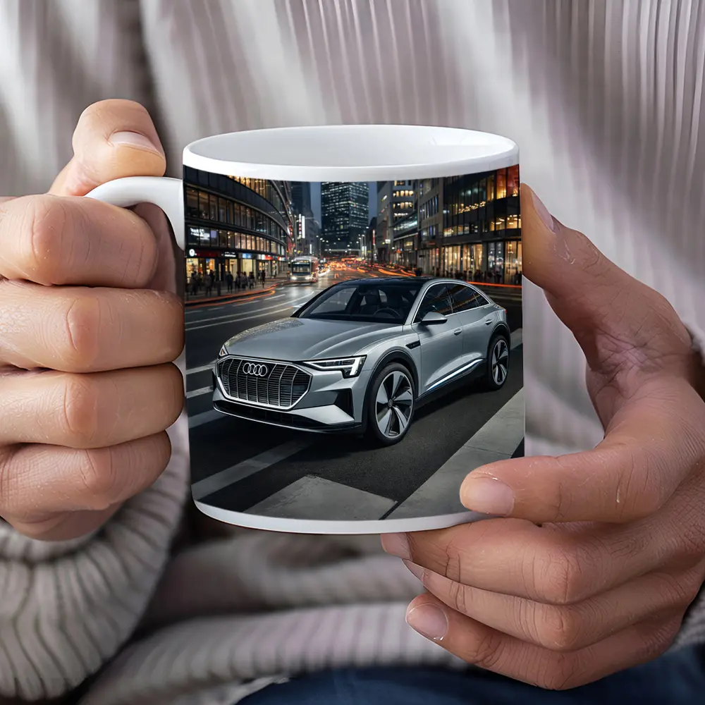 Audi E-Tron Silver SUV City Night – Mugs