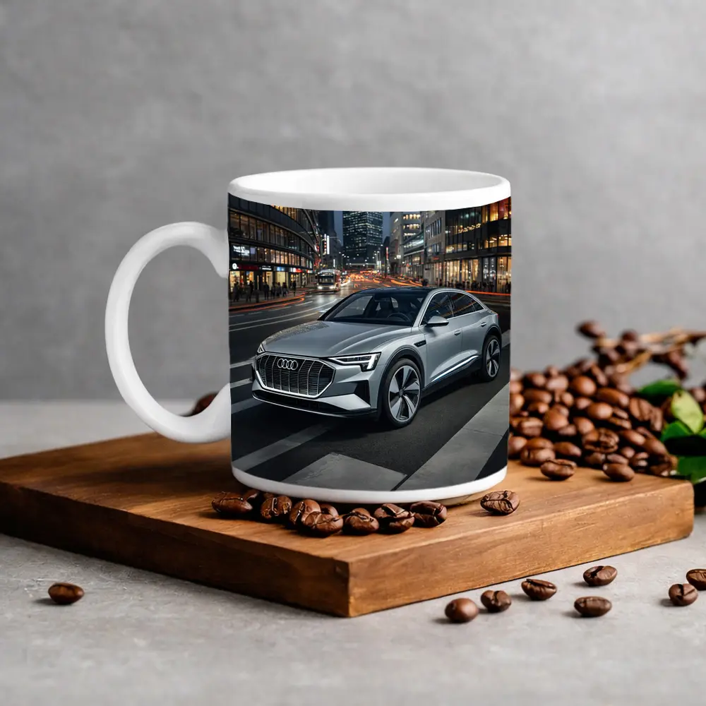 Audi E-Tron Silver SUV City Night – Mugs