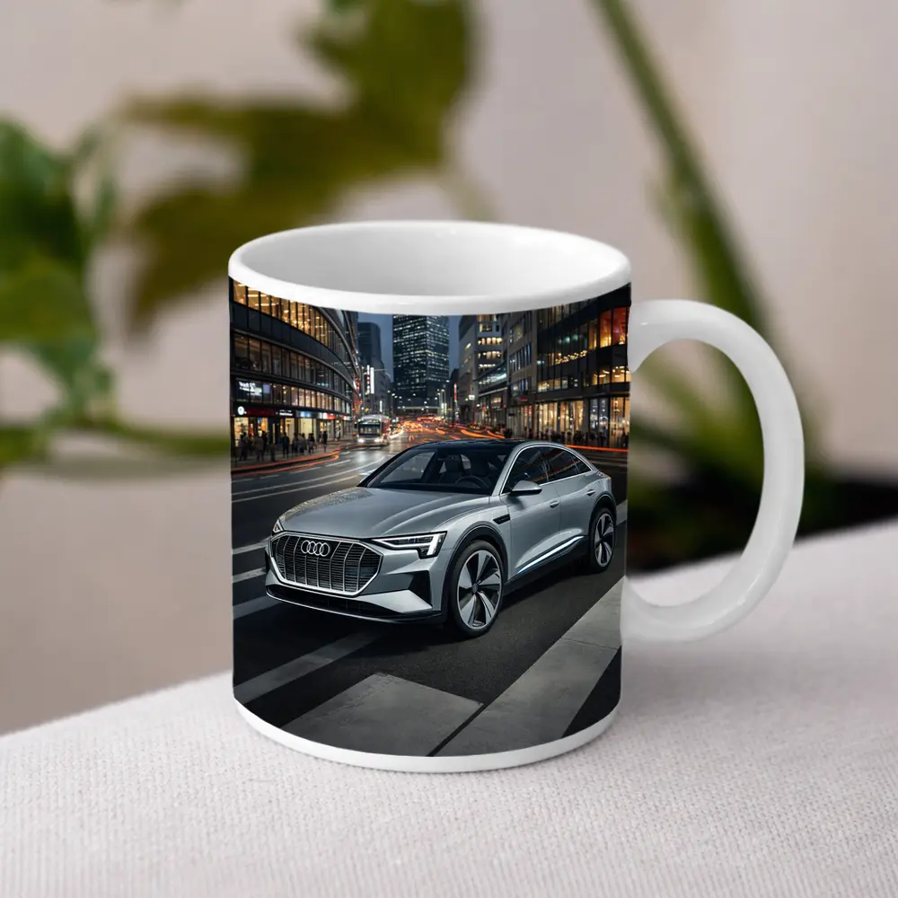 Audi E-Tron Silver SUV City Night – Mugs
