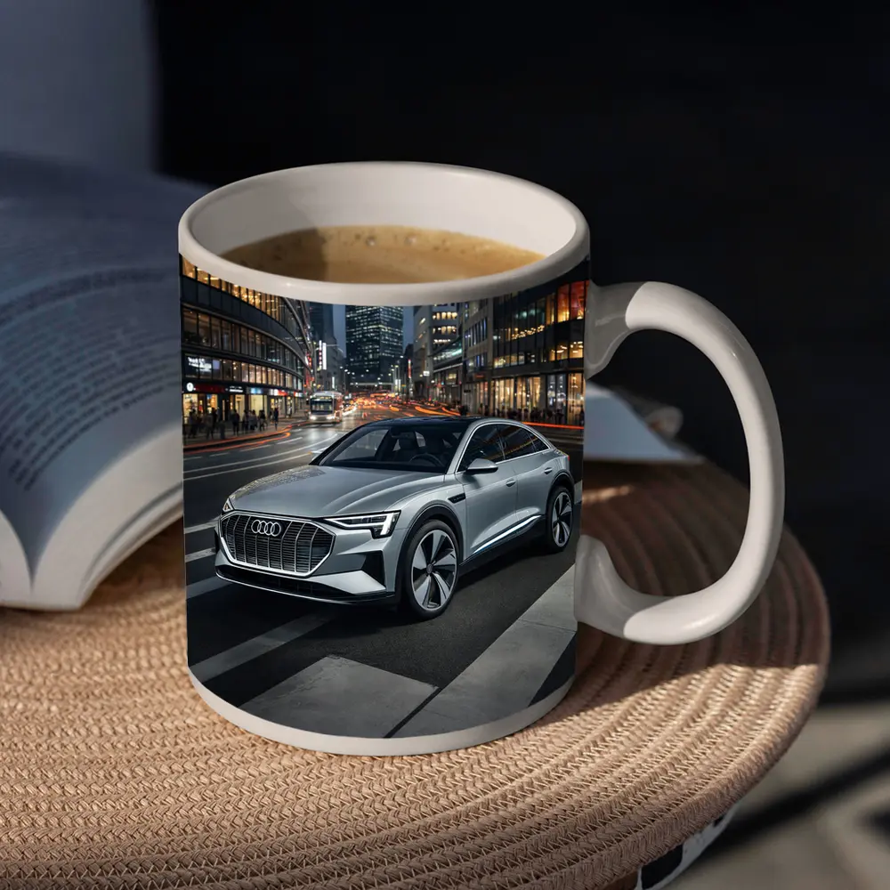 Audi E-Tron Silver SUV City Night – Mugs