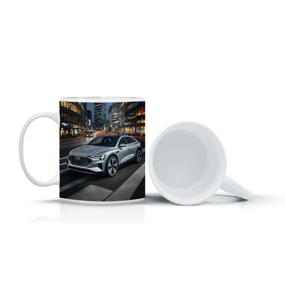 Audi E-Tron Silver SUV City Night – Mugs