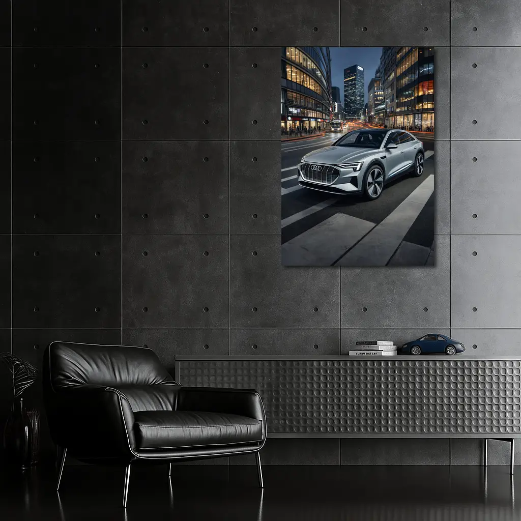 Audi E-Tron Silver SUV City Night – Wall Art