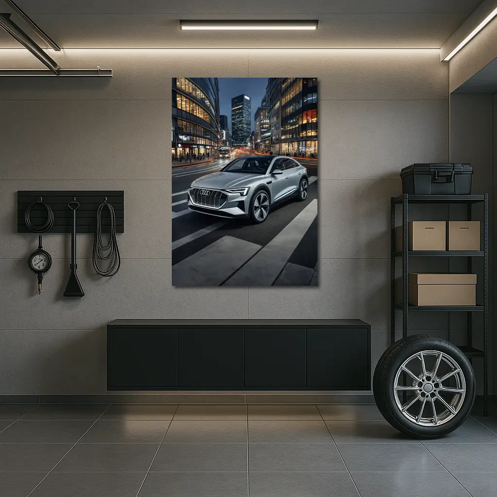 Audi E-Tron Silver SUV City Night – Wall Art
